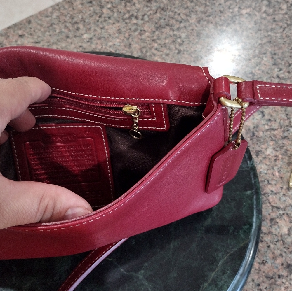 Coach Vintage Red Leather Flap Crossbody Bag - Picture 6 of 14